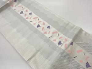 縞に扇模様織出し名古屋帯